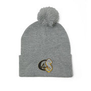 Cozy Pom-Pom Knit Cap with Embroidered Design, Winter Beanie, Casual Fashion Accessory, Gift for Her, Stylish Headwear
