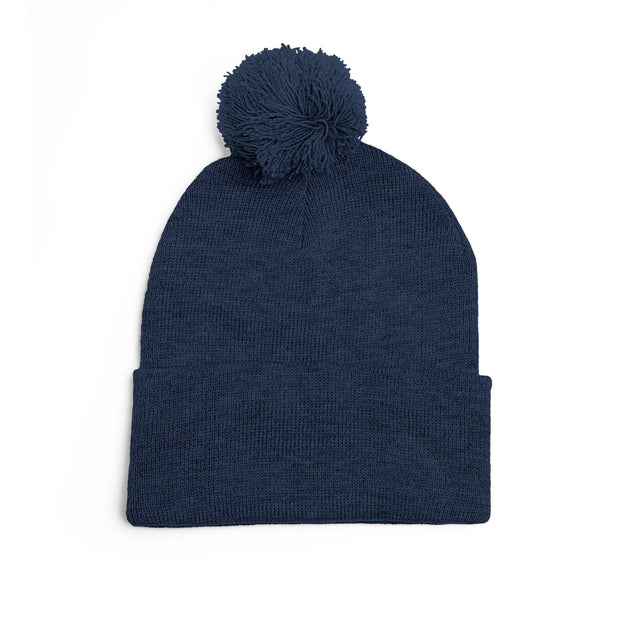 Cozy Pom-Pom Knit Cap with Embroidered Design, Winter Beanie, Casual Fashion Accessory, Gift for Her, Stylish Headwear