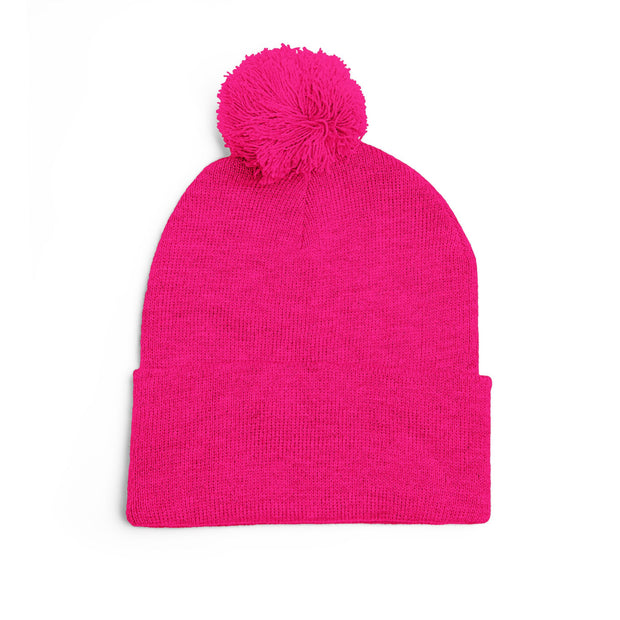 Cozy Pom-Pom Knit Cap with Embroidered Design, Winter Beanie, Casual Fashion Accessory, Gift for Her, Stylish Headwear