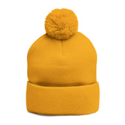 Cozy Pom-Pom Knit Cap with Embroidered Design, Winter Beanie, Casual Fashion Accessory, Gift for Her, Stylish Headwear