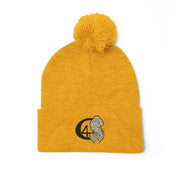 Cozy Pom-Pom Knit Cap with Embroidered Design, Winter Beanie, Casual Fashion Accessory, Gift for Her, Stylish Headwear