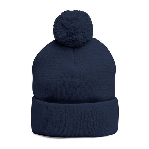 Cozy Pom-Pom Knit Cap with Embroidered Design, Winter Beanie, Casual Fashion Accessory, Gift for Her, Stylish Headwear