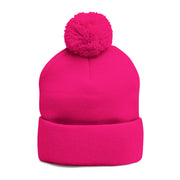 Cozy Pom-Pom Knit Cap with Embroidered Design, Winter Beanie, Casual Fashion Accessory, Gift for Her, Stylish Headwear