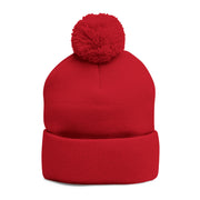 Cozy Pom-Pom Knit Cap with Embroidered Design, Winter Beanie, Casual Fashion Accessory, Gift for Her, Stylish Headwear