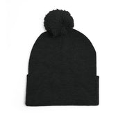 Cozy Pom-Pom Knit Cap with Embroidered Design, Winter Beanie, Casual Fashion Accessory, Gift for Her, Stylish Headwear