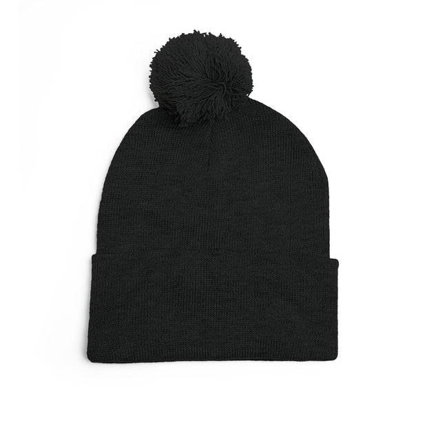 Cozy Pom-Pom Knit Cap with Embroidered Design, Winter Beanie, Casual Fashion Accessory, Gift for Her, Stylish Headwear