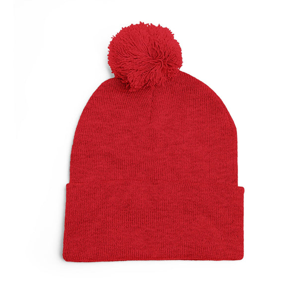 Cozy Pom-Pom Knit Cap with Embroidered Design, Winter Beanie, Casual Fashion Accessory, Gift for Her, Stylish Headwear